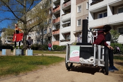 Transport der Lautsprecher Technik für die AWO Tanzaktion